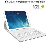 Karylax Seluxion - Funda universal con teclado francés AZERTY integrado Bluetooth para tablet táctil de 10,1" [Samsung, Apple, ASUS, Amazon, Acer, Logicom, Polaroid, etc. blanco Logicom M Bot Tab 100 10.1