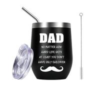 Karyllena Vaso de vino de acero inoxidable con tapa, regalo para el día del padre, regalo del día del padre para papá de hija, hijo, esposa, ideas de regalos para el día del padre, cumpleaños, Navidad