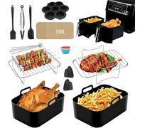 Kasadin Set de Accesorios para Freidoras de Aire Dual Zone para Ninja Foodi AF300EU, AF400EU Accesorios de Silicona para Freidora de Aire Bandejas Molde para Hornear 12 Piezas ZGJ6068