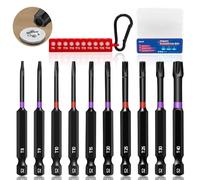 KASAFE Kit de 10 bits de destornillador Torx de 75mm - Kit de bits de estrella magnéticos antideslizantes para impacto, T8 T9 T10 T15 T20 T25 T30 T40