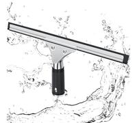 Kasanni Limpiacristales Ducha Profesional 30 cm, Escobilla de Goma para Ventana de Acero Inoxidable para Limpiar y Secar Vidrio, Azulejos, Ventanas, para Eliminar Cualquier Resto de Agua (Negro)