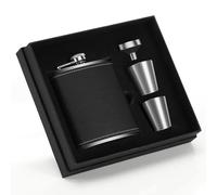 Kasanni Petacas De Alcohol 8oz/230 ML Petaca Personalizada Con Dos Vasos De Chupito Y Un Embudo, La Cantimplora De Cuero Negra Es PequeñA Y Elegante Para Cantimploras De Senderismo