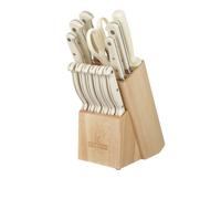 KASANOVA - Bloque de madera con 11 cuchillos, tijeras y afilador, bloque porta cuchillos de cocina, set completo para cocina