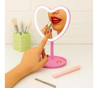 KASANOVA Espejo de mesa Corazón con LED Fucsia