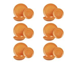 KASANOVA Juego de 18 platos de colores naranjas de stoneware naranja