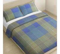 KASANOVA Juego de Funda Nórdica Matrimonial de Algodón con Estampado de Cuadros - Suave, Transpirable y Lavable con Fundas de Almohada a Juego** (Doble)