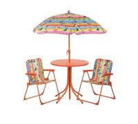 KASANOVA Juego de mesa baja, sombrilla y 2 sillas infantiles naranja