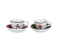Kasanova Juego de Tazas de Té de Navidad de Porcelana, 2 Piezas Multicolor