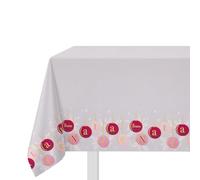 KASANOVA Mantel Navideño Blanco con Bolas de Colores y Texto “BUON Natale” - Textil de Mesa en Algodón (Malva y Violeta, 140x320)