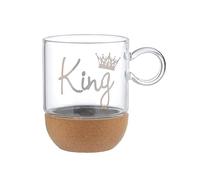 Kasanova Mug King en vidrio de borosilicato y base de corcho, 270 ml transparente