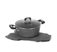 KASANOVA Olla antiadherente de 26 cm con tapa, apta para inducción y todas las cocinas New Petra Dark