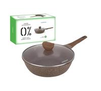 Kasanova Sartén Antiadherente 0 Grasa 28 cm con Tapa Marrón para Cocción