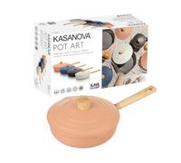 KASANOVA Sartén antiadherente alta Pot Art de 24 cm en negro, azul, rosa y marfil con tapa innovadora - ideal para cocciones lentas y guisos (Rosa, 24 cm)