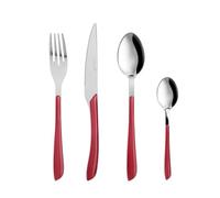 KASANOVA Set de cubiertos Afrodite, Set de mesa, en acero inoxidable, Cubiertos de acero inoxidable (Rojo)