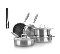 KASANOVA Tri-Ply Batería de Ollas y Sartenes de Acero Inoxidable de Triple Capa - Núcleo de Aluminio, Superficie Antiadherente en Panal, Apta para Inducción y Todo Tipo de Cocinas (9)