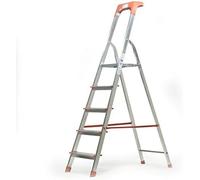 Kasart Escalera de uso doméstico de aluminio, capacidad de 150 kg, fabricada en Italia, certificada EN 131 (5 peldaños)