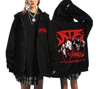 KASENFASHION Chaqueta con capucha Stray Kids ATE Y2K E-Girl Zip Hoodie Casual Streetwear Sweater Long Sleeve Top Harajuku Chaqueta Sudadera Neutral Hooded Zip Sudadera, Negro 10., M