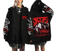 KASENFASHION Chaqueta con capucha Stray Kids ATE Y2K E-Girl Zip Hoodie Casual Streetwear Sweater Long Sleeve Top Harajuku Chaqueta Sudadera Neutral Hooded Zip Sudadera, Negro 12, XL