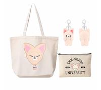 KASENFASHION Stray-K Kpop Fan Set - Skzoo - Paquete de regalo con llavero, bolso de hombro y bolsa de cosméticos para fans, Beige-a., 45*35*15cm, Neceser
