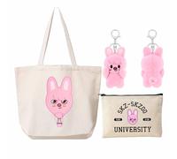 KASENFASHION Stray-K Kpop Fan Set - Skzoo - Paquete de regalo con llavero, bolso de hombro y bolsa de cosméticos para fans, Beige-c, 45*35*15cm, Neceser