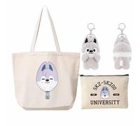 KASENFASHION Stray-K Kpop Fan Set - Skzoo - Paquete de regalo con llavero, bolso de hombro y bolsa de cosméticos para fans, Beige-g, 45*35*15cm, Neceser