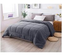 KASENTEX Edredón Sherpa de Felpa de Lujo súper ultrasuave, Acogedor Forro Polar Reversible, Relleno Alternativo de plumón de Ganso, Lavable a máquina, Gris Excalibur, tamaño Individual/Individual XL