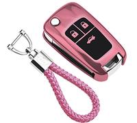 KASER Funda Carcasa Llave Coche Silicona TPU Compatible para Opel Chevrolet Chevrolet Aveo Opel Corsa Zafira Mokka Cover Housse 3 Botones Llaveros Cover Protección Mando a Distancia (Rosa)
