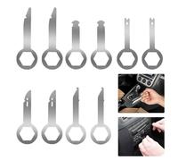 KASESSS 10 Piezas Llaves para Extracción de Radios Coche, Kit Herramientas Extraccion Radio Coche, Llave para Quitar la Radio del Coche de Acero Inoxidable Compatible con Audi Mercedes Renault Skoda