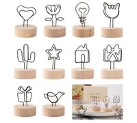 KASESSS 10 Piezas Soportes para Tarjetas de Madera, Memo Titular de la Tarjeta, Soportes para Tarjetas de Mesa para Bodas, Metal Titular del Número de Mesa para Boda Soporte Fotos Oficina Banquetes