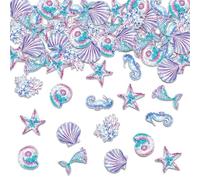 KASESSS 100 Piezas Sirena Confeti, Decoracion Cumpleaños, Confeti Decoración Adornos Mesa Fiest, Sueño Submarino Confetis Papel para Cumpleaños Fiesta, Fiesta de Ceremonia Manualidades, Púrpura Azul