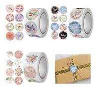 KASESSS 1500 Piezas Pegatinas Gracias, Autoadhesivo Thank You Stickers, Pegatina Gracias Inglés, Pegatinas Redondas Flores, Etiquetas Adhesivas Gracias para Cumpleaños, Fiesta, Boda, Bolsas de Regalo