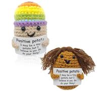 KASESSS 2 Pcs Divertido Patata Positiva con Tarjeta Alentadora Regalos Divertidos para Mujeres Hombres Sonrisa Regalo Profesora Croche De Apoyo Emocional Positiva Regalos para Graduacion Mejor Amiga