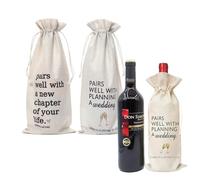KASESSS 2 Piezas Boda Bolsa Botella Vino De Arpillera, Bolsas Para Botellas De Vino Reutilizables, Bolsa Regalo Con CordóN Bolsas Para Botellas DecoracióN Bodas, Compromiso Matrimonial 16x36cm