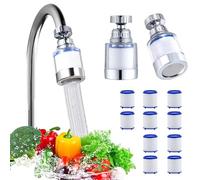 KASESSS 2 Piezas Filtro Agua Grifo con 10 Cartucho de Filtro, 360° Filtro de Agua para Grifo, Filtro Grifo Antical, Filtros de Agua para Grifo, Filtros Agua Grifo para Cocina Fregadero Baño