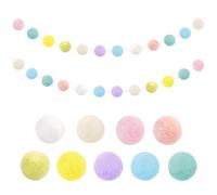 KASESSS 2 Piezas Guirnaldas de Pompones de Fieltro, Guirnalda de Pompones de Colores con 60 Pompone, Cumpleaños Decoraciones Pompone de Fieltro, Pom Pone Guirnalda para Fiestas Decoración de Pared