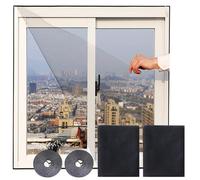 KASESSS 2 Piezas Mosquiteras para Ventanas, 130x150cm Mosquitera Ventana, Mosquiteras para Ventanas Correderas Mosquitera Enrollable Ventana Mosquiteras de Ventanas con Autoadhesivo, Tamaño Recortable