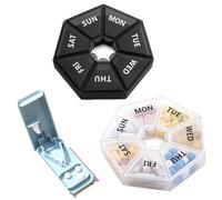 KASESSS 2 Piezas Pastillero Semanal Rómbico, Pastillero Viaje Pequeño, Portátil Pastilleros Semanales, Pill box con 1 Partidor de Pastillas, Pill Organizer per Gli Anziani Viaggio Domestico Uso