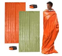 KASESSS 2 Piezas Saco de Dormir de Supervivencia Impermeable, Saco de Dormir Emergencia Reutilizable, Supervivencia Bivy para Vivac, Cámping, Excursionismo, Trekking 215 × 90 cm (Verde,Naranja)