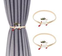 KASESSS 2 Piezas Sujeta Cortinas Navidad, Alzapaños Cortinas Diseño de Alces, Recoge Cortinas con Cuerda de Primavera, Abrazaderas Cortinas, Abrazaderas para Cortinas para Dormitorio Oficina