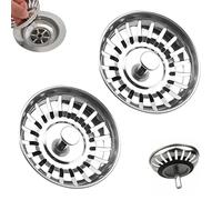 KASESSS 2 Piezas Tapón Fregadero Cocina, 78 mm Colador Fregadero Universal, Rejilla Fregadero Cocina, Filtro Fregadero Cocina de Acero Inoxidable Orificios para Residuos de Filtro y Evitar El Bloqueo