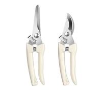 KASESSS 2 Piezas Tijeras Podar Manuales, Tijeras de Podar Acero Inoxidable, Tijeras Jardineria con Bloqueo de Seguridad Tijera Podar Curva y Recta Ergonómicas para Podar Plantas Ramas Frutos y Ratán