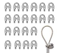 KASESSS 20 Piezas Abrazadera de Cable 4mm, M4 Abrazaderas de Cuerda de Alambre Inoxidable, Presillas Cable Acero Inoxidable, Perno En U Sujetacables de Acero Wire Rope Clips para Cable de Acero 4 mm