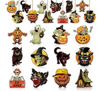 KASESSS 24 Piezas/12 Estilos Decoraciones De áRbol De Halloween, Retro Adornos Madera Calabazas, Fantasmas, Brujas, Gatos Halloween Decorations Colgantes para La DecoracióN del Fiestas, Regalos