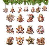 KASESSS 24 Piezas Adornos Arbol Navidad de Madera, Decoracion Arbol de Navidad, Adornos Navidad Arbol con SOGA, Papá Noel, Reno, Ángel y Estrella Christmas Tree Decorations para Niños y Adultos