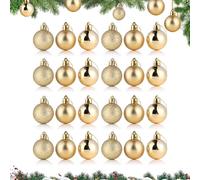 KASESSS 24 Piezas Bolas Arbol de Navidad Doradas, 3CM Bolas Navidad Doradas, Bola Navideñas Plástico, Christmas Tree Decorations, Christmas Baubles para Decoración de Arbol Fiesta Festival Bodas Hogar