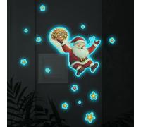 KASESSS 2Piezas Protector Pared Interruptor Luz Pegatinas Navideñas, Pegatinas para Interruptores, Diseño de Papá Noel en Estilo Caricatura luminosas, Pegatina de Interruptores para Salón Dormitorio