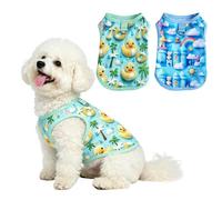 KASESSS 2Piezas Ropa Perro de Verano, Ropa de Verano sin Mangas Azul Patito Osito, Transpirable Camisas para Perros Camisas para Perros de Veranos Geniales para Pequeños Medianos con Cierre de Tipo D