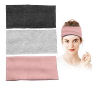 KASESSS 3 Piezas Cinta Sudor Cabeza Hombre, Diadema Deportiva Mujer, Elastica Cinta Pelo Deporte, Headband Algodón de Absorción, Ancha Cintas Pelo Deportivas para Yoga,Fitness,Jogging Negro,Rosa,Gris