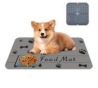 KASESSS 30x50cm Juego De Alfombra Comedero Perro Y Alfombrilla para Lamer Perros, Absorbente Antideslizant Ealfombra Comedero Gato Tapete para Comer Perros Y Gatos para Hogar Gris