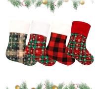 KASESSS 4 Piezas Medias De Navidad, Calcetines NavideñOs De Punto para Llenar Y Colgar A Cuadros Calcetines Navidad Chimenea, Christmas Stockings para DecoracióN áRboles, Chimeneas, Escaleras